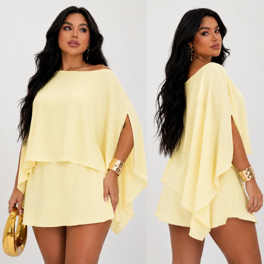 Conjunto Feminino 3 Peças Tecido Duna Top + Capa Boho + Short Saia Look Estiloso e Confortável.