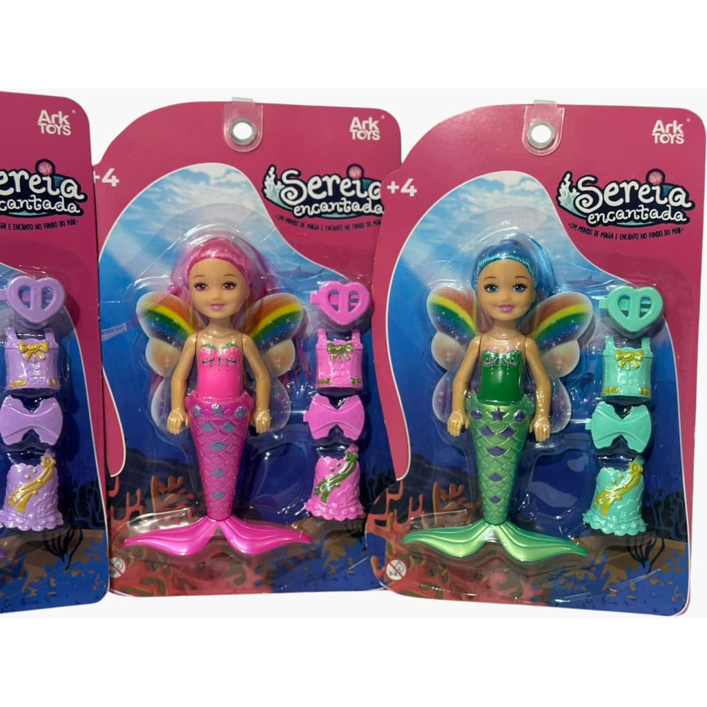 Boneca Sereia Encantada com Asas de Arco-Íris e Acessórios de Troca – Ark Toys