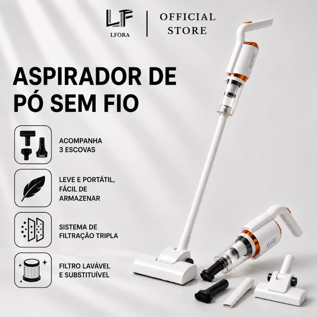 Aspirador De Pó Sem Fio Portátil Limpeza Manual Uso Domestico Multifuncional 2 em 1