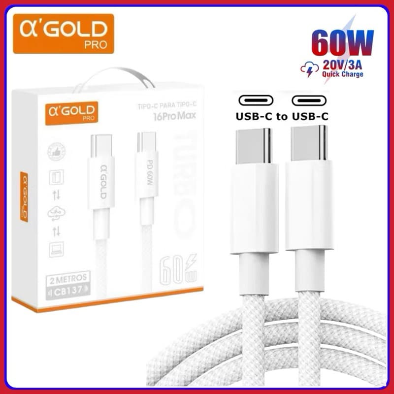 Cabo Tipo-C para Tipo-C 60W Alpha Gold CB105