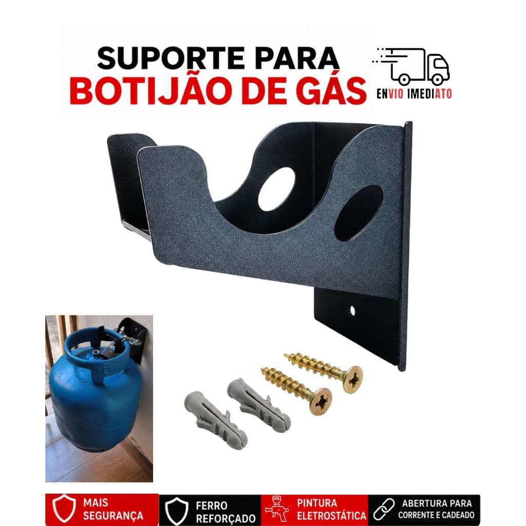 Suporte Para Botijão De Gás De Cozinha Suspenso Antifurto Reforçado Parede