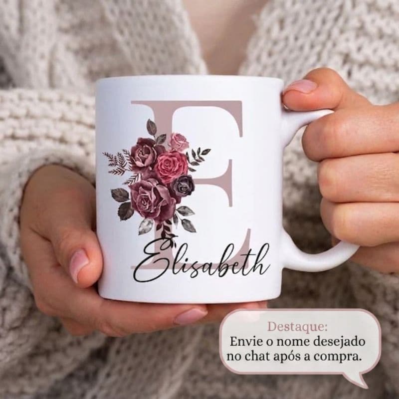 Caneca Personalizada com Inicial e Nome | Presente Criativo 325ml