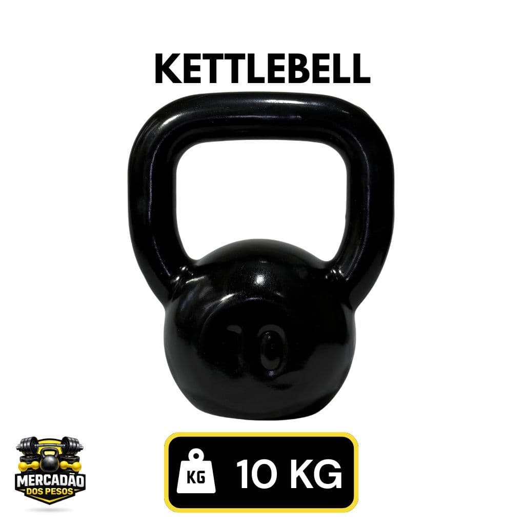 Kettlebell 10 kg Emborrachado Preto  Peso - Treino em Casa Academia Crossfit Musculação