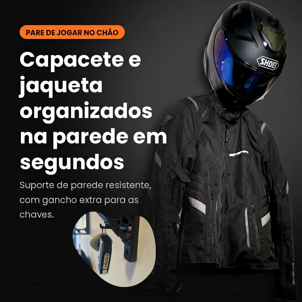 Suporte de Parede para Capacete | Organizador de Capacete para Moto | Suporte Prático e Resistente
