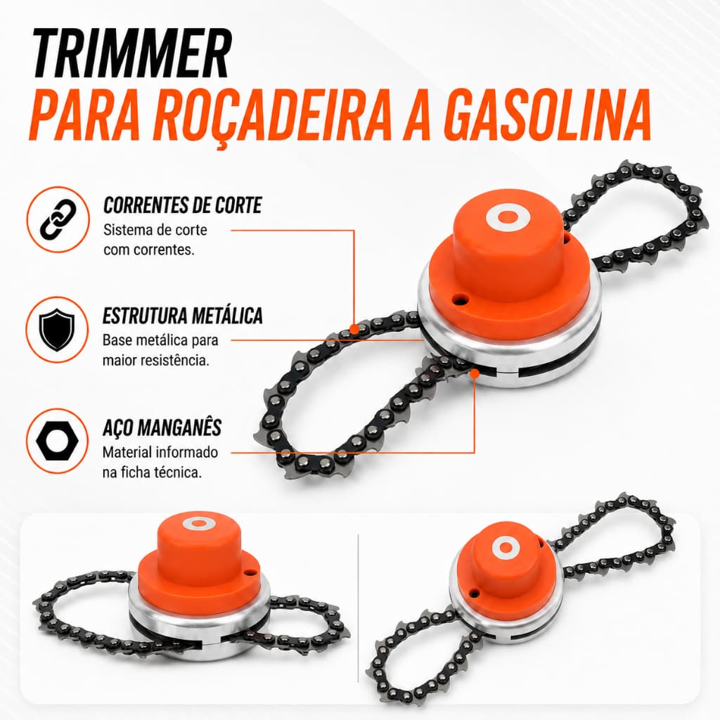 Lâmina Corrente Trimmer para Roçadeira Aparador de Grama Jardim Grama Brushcutter