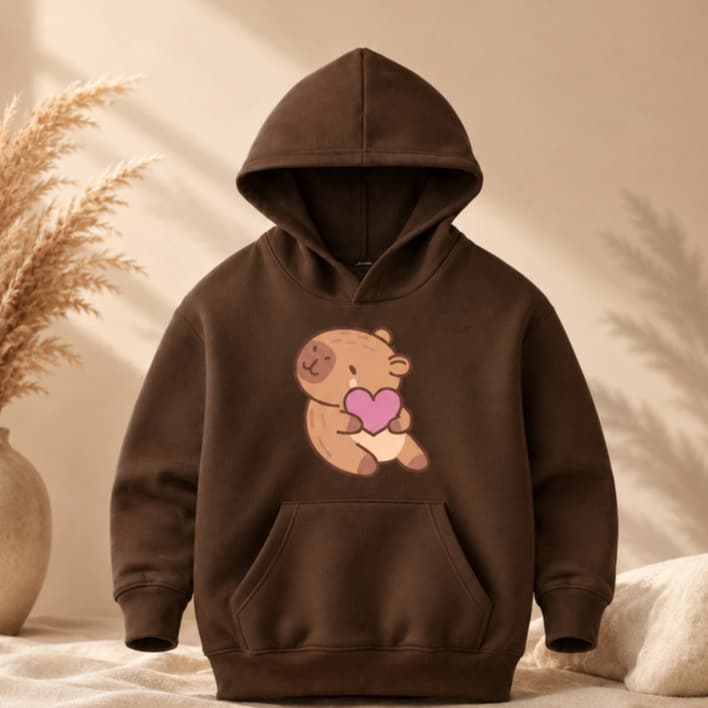 Blusa Moletom com Capuz Infantil Capivara Fofinha Infantil Capivara Baby Moletom Capivara Infantil