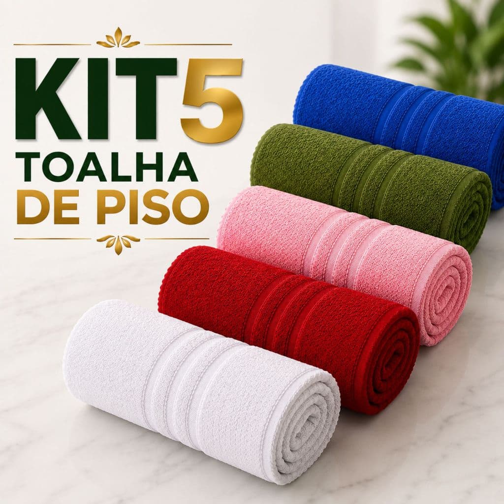 Kit 5 toalhas de piso banheiro londres alta qualidade 45/65