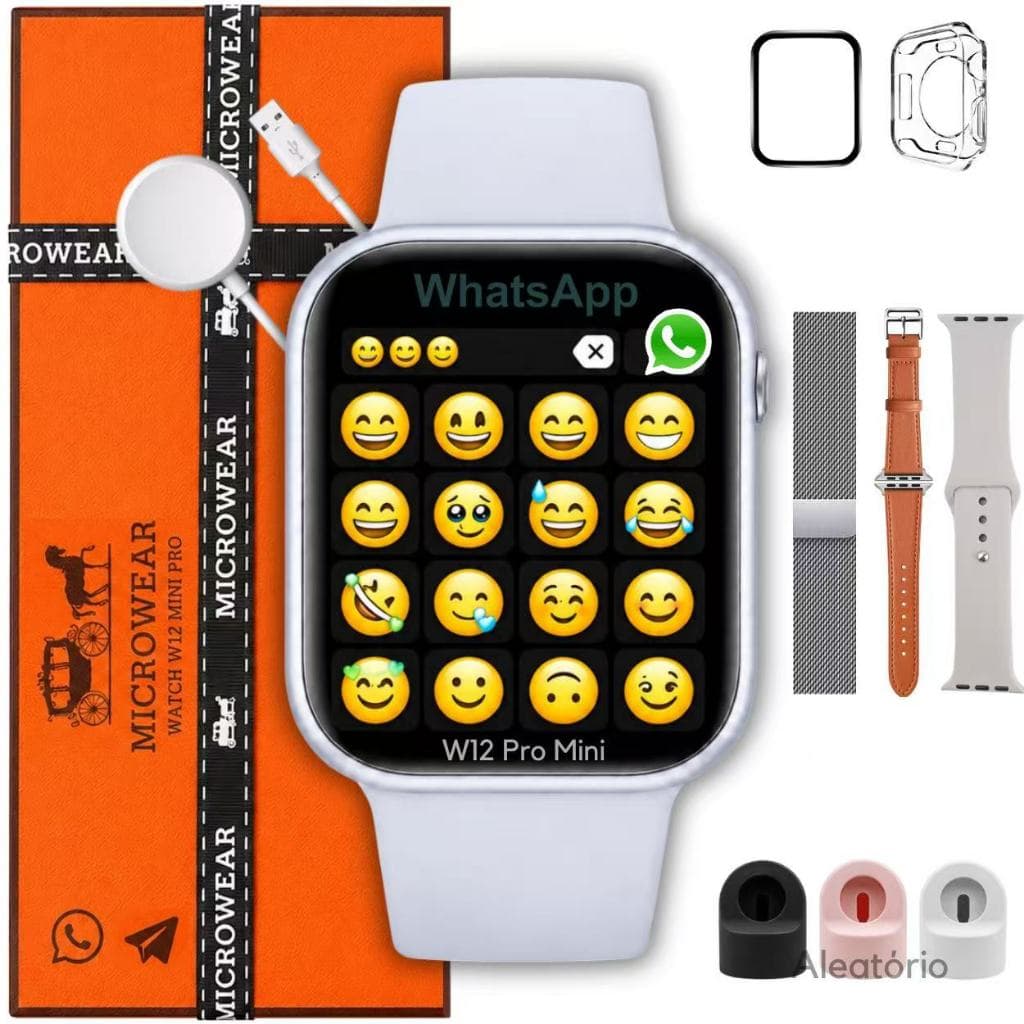 Microwear W12 Mini Pro 42mm Tela Amoled Relógio Smartwatch Serie 12 Responde Whatsapp Telegram + Brindes