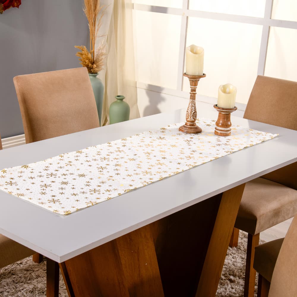 Caminho de Mesa Natal Estampado Oxford 100% Poliéster 1,30m x 40cm Trilho Mesa Posta Ceia