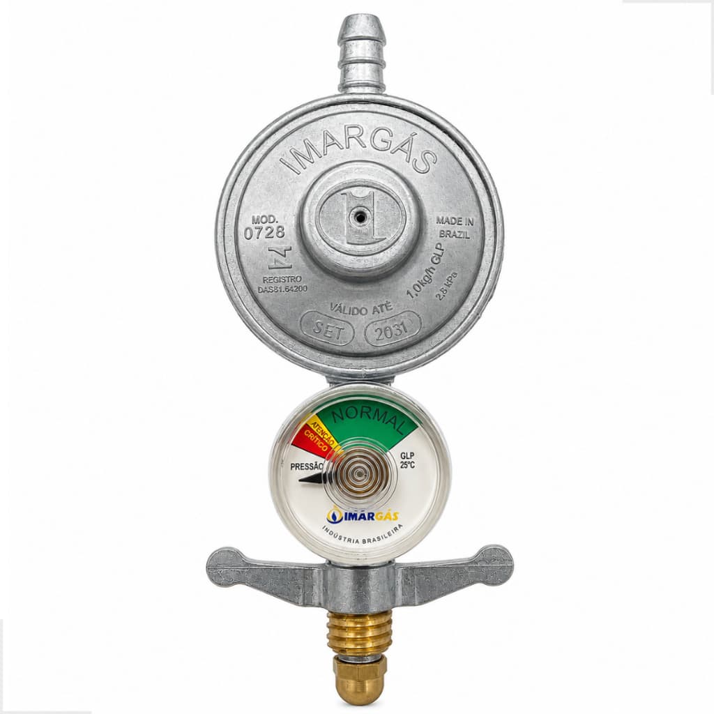 Regulador Registro de Gás Cozinha Botijão com Manômetro 1 KG Imar