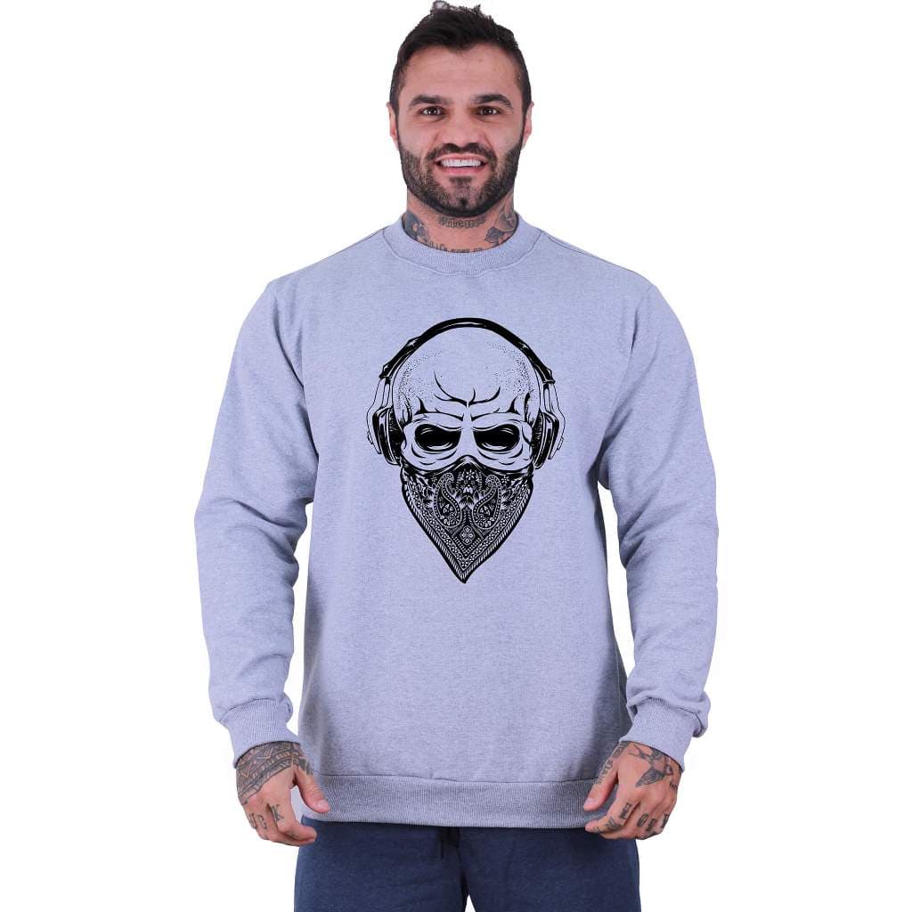 Blusa Moletom Basic Masculina MXD Conceito Sem Touca Caveira Caveira Mascara Musculação Academia