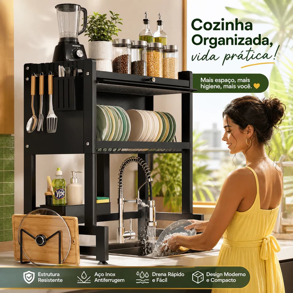 Escorredor De Louca SuspensoOrganizador Louca Boutique Kitchen RackQualidade Pra Cozinha