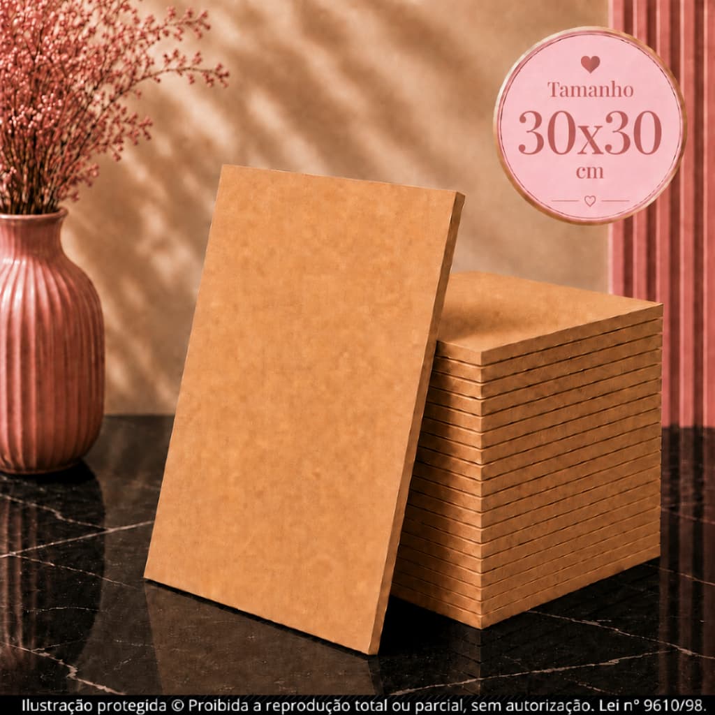 Kit Placa Chapa Mdf Cru 30x30 cm  A4 10 - 50 Und 3mm Quadros Artesanato álbum de fotos decoração