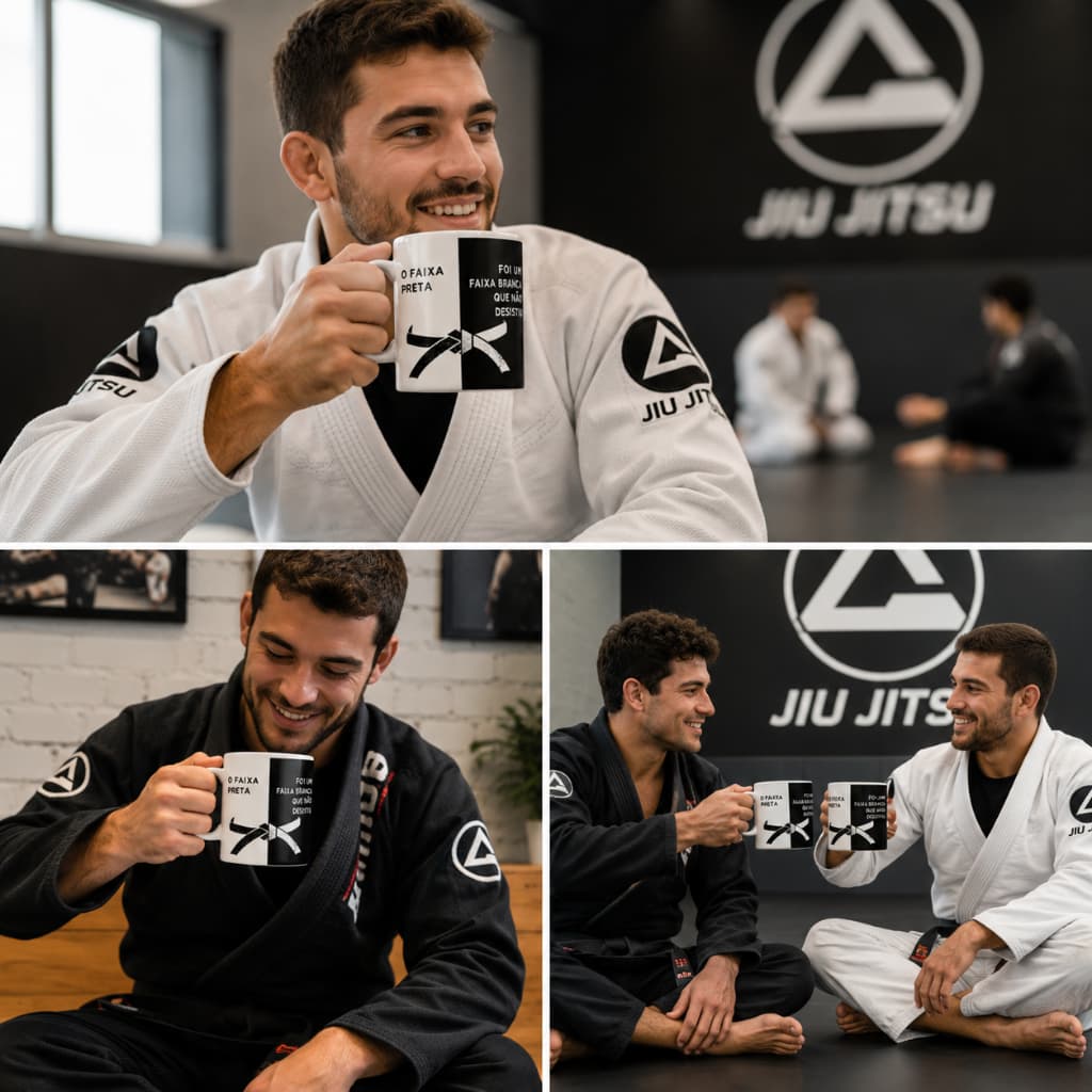 Caneca Porcelana Faixa Preta- Jiu Jitsu 325ml