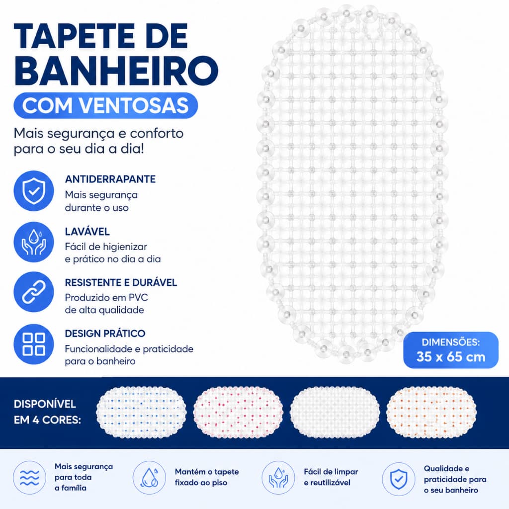 Tapete para Box Banheiro Antiderrapante 65x35