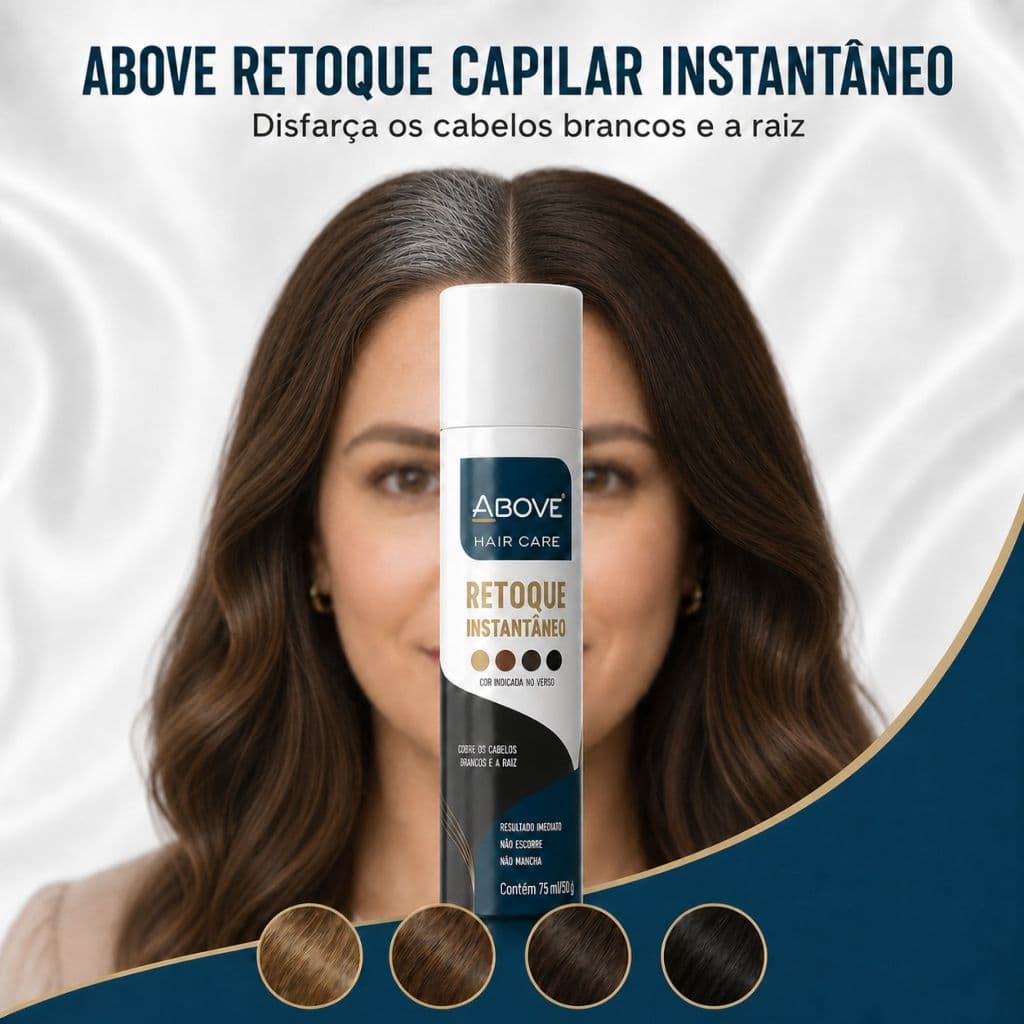 Retoque Capilar Instantâneo Above Spray 75ml Disfarça Raiz e Fios Brancos Louro Castanhos E Preto