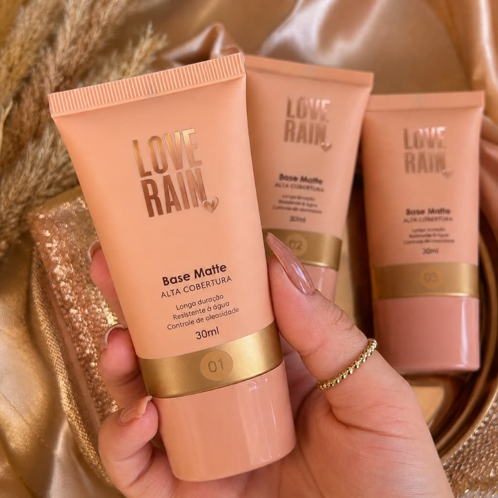 Base Mate Love Rain 30ml Alta Cobertura Longa Duração Resistente à Água