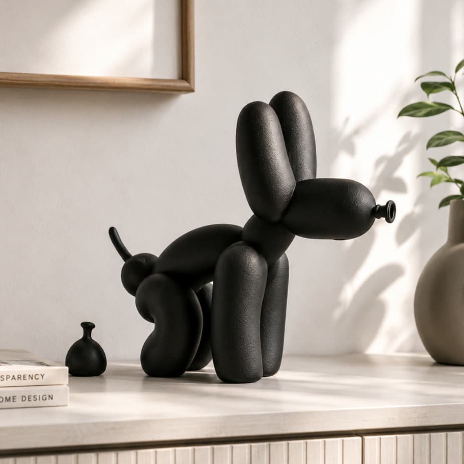 Cachorro Balão Decorativo Divertido Pop Art Escultura Moderna Enfeite Engraçado Decoração Sala Quarto Escritório Present