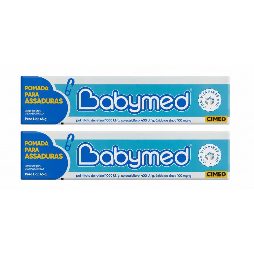 Kit 2 Pomadas Infantil Para Prevenção De Assaduras Babymed Azul Cremosa e Hidratante