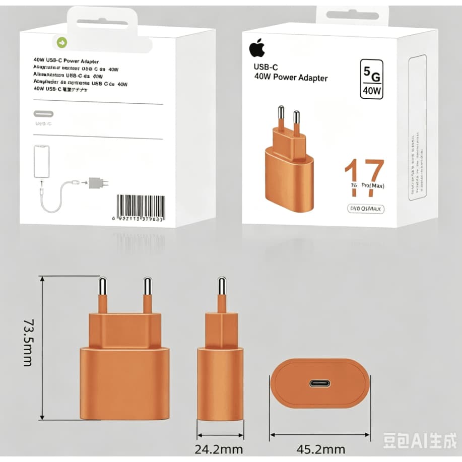 Fonte Carregador 40w Tipo Usb - C Laranja Para Iphone Turbo