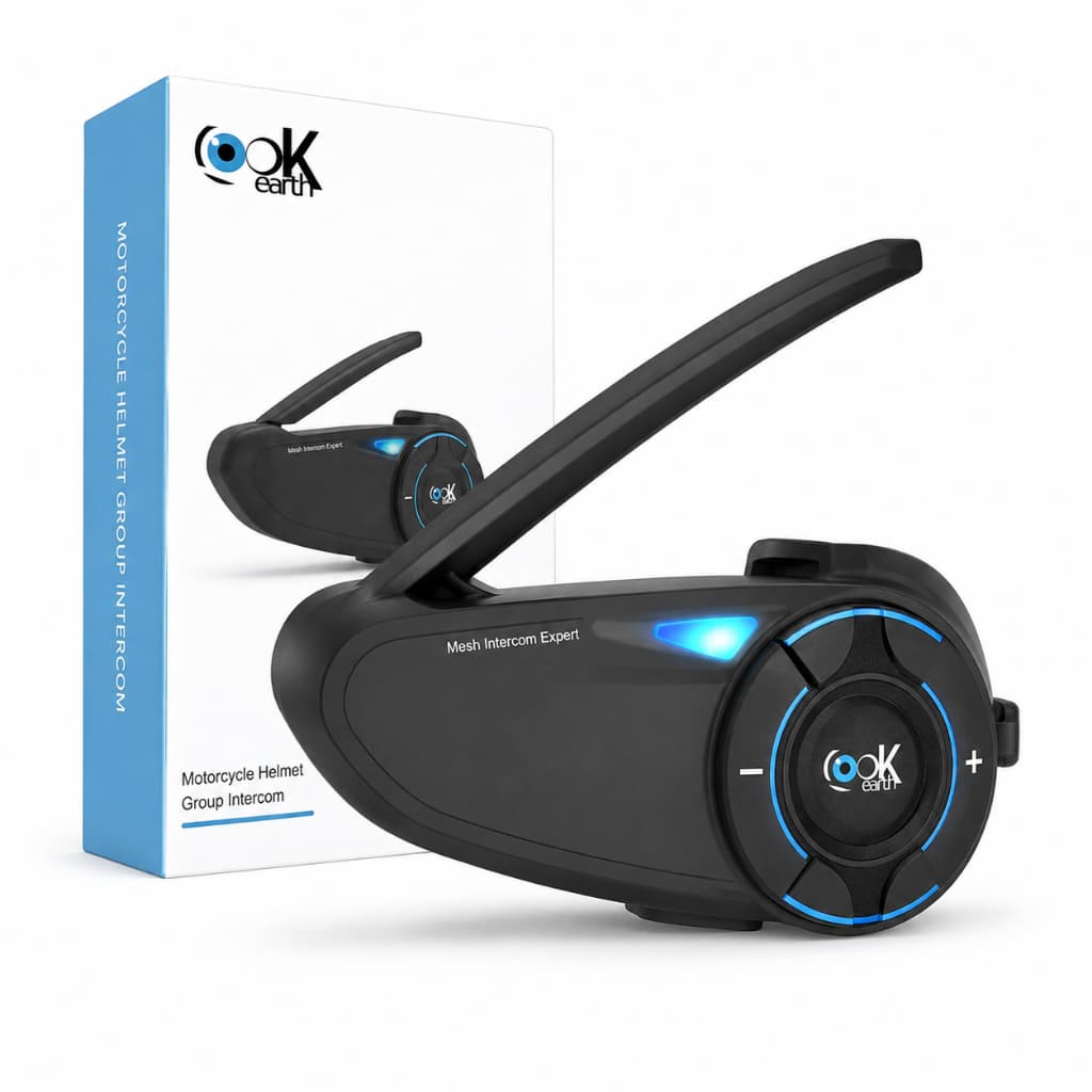 Intercomunicador LookEarth Q8 Bluetooth 5.1 Mesh Capacete Moto 6 Pilotos IP67 Rádio FM