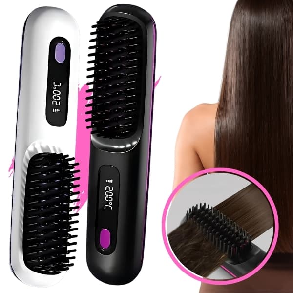 Escova Alisadora Sem Fio Pente Antifrizz Com Íons 200c Usb