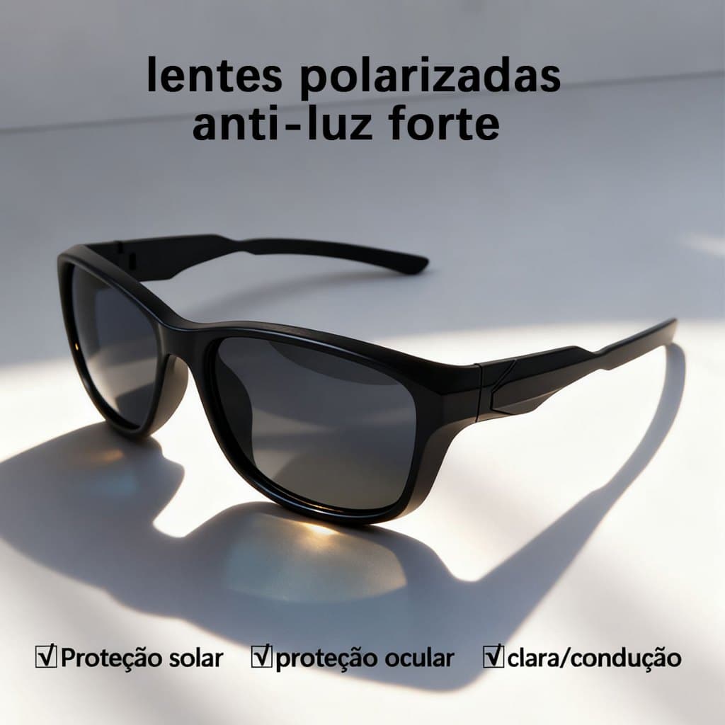 HEYOO Óculos de Sol Polarizado Quadrado UV400 Anti Reflexo Proteção UVA UVB Para Condução e Esportes