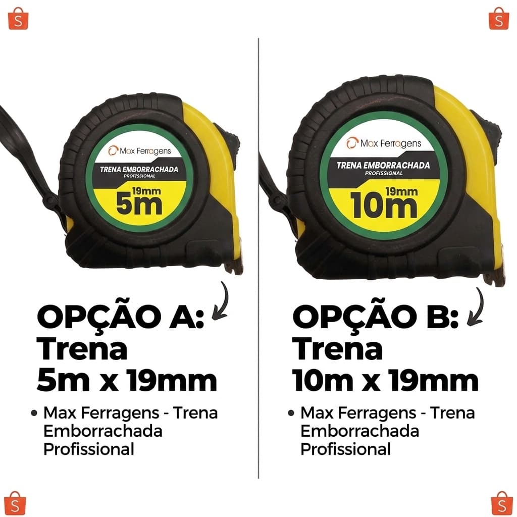 Trena Emborrachada Profissional Alta Precisão Com Trava e Alça (5m e 10m x 19mm)
