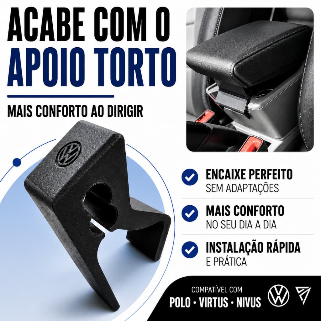 Suporte Apoio de Braço VW Polo Virtus Nivus – Alinhador de Console