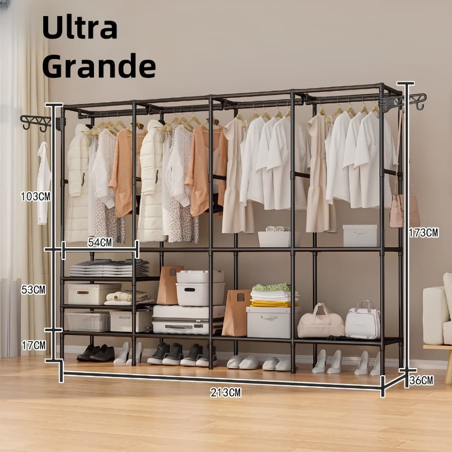 Roupeiro Guarda Roupa Portatil Cabideiro Arara Para Roupa Sapateira Organizador Multiuso Armário