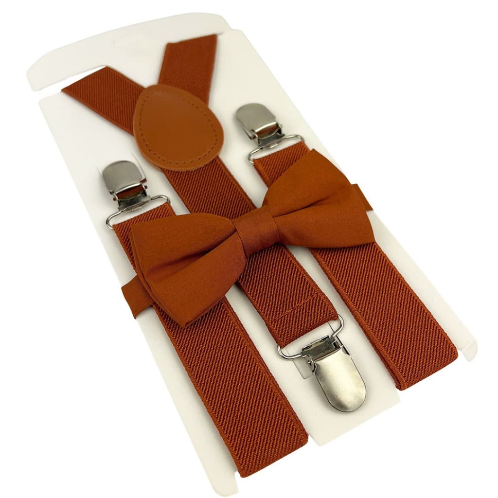 Kit Suspensório e Gravata Borboleta Terracota Infantil Pajem Casamento