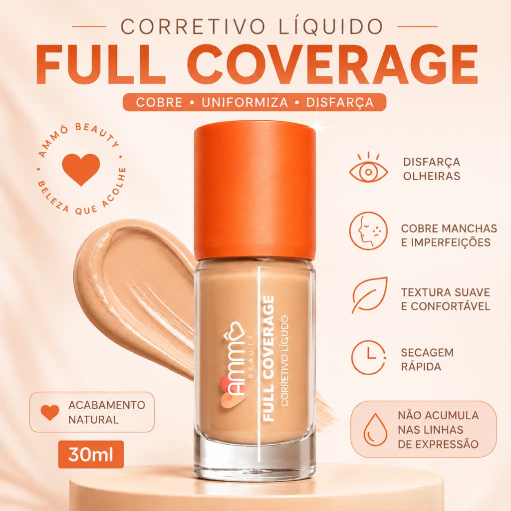 Corretivo Líquido Coverage Ammô Beauty – Cobertura e Acabamento Uniforme