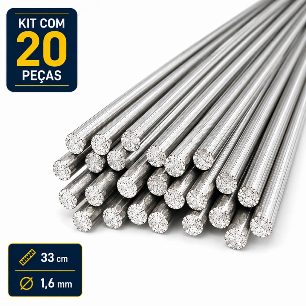 Kit 20 Varetas de Solda para Alumínio 1,6mm | Solda de Baixa Temperatura | Reparo Rápido