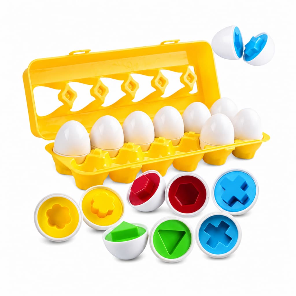 Brinquedo Educativo Jogo Encaixe Cartela 12 Ovos Coloridos