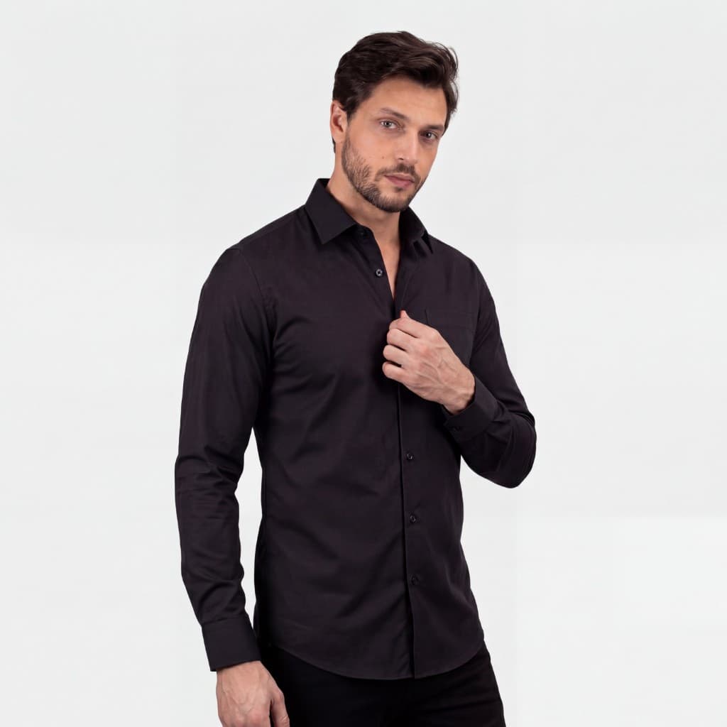 Camisa Social Masculina Manga Longa Bolso Não Amassa Camisa Social Masculina Branca Elastano Premium Não Molha