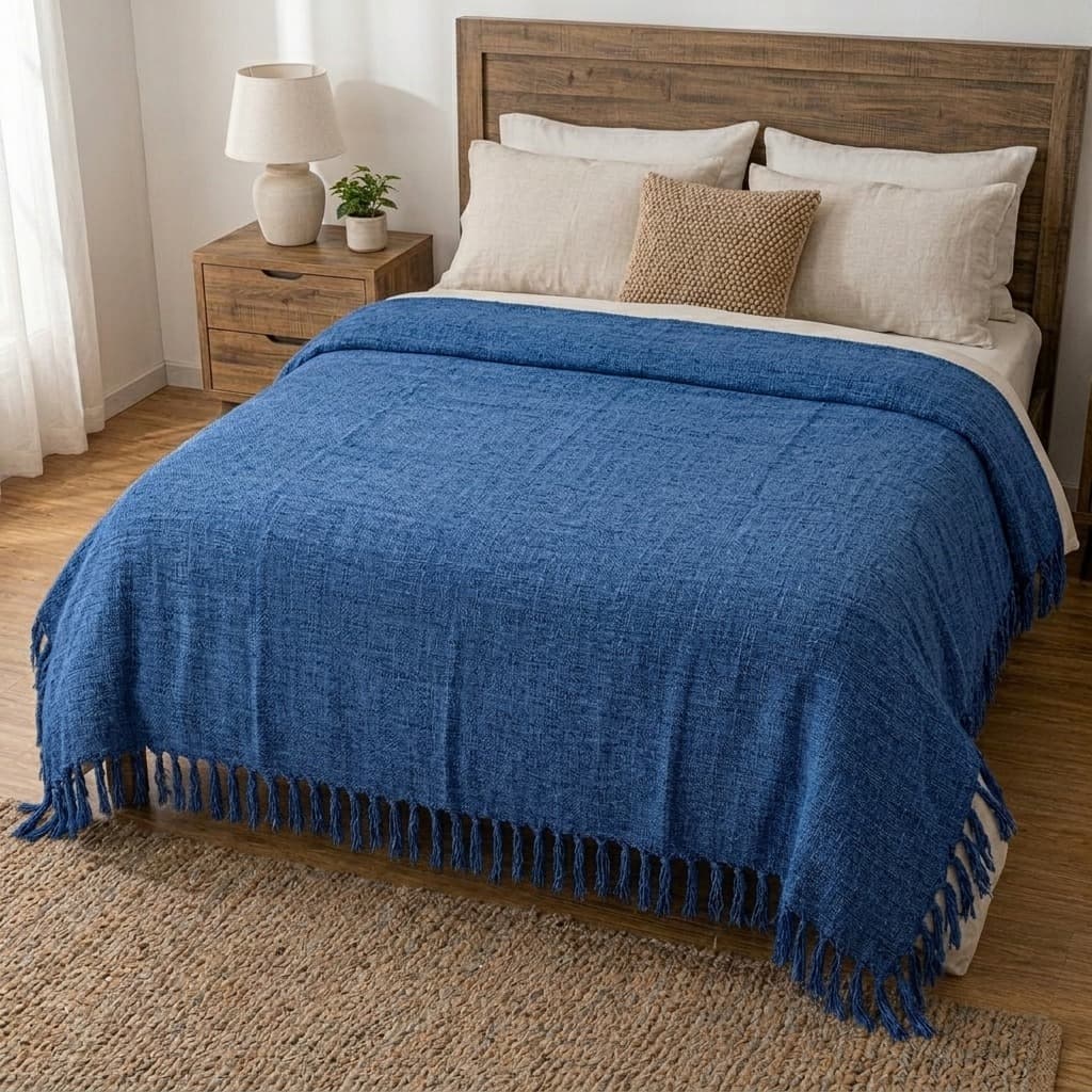 Manta Para Casal Capa Macio Decoração 180x240cm Algodão Sofá Cama Grande