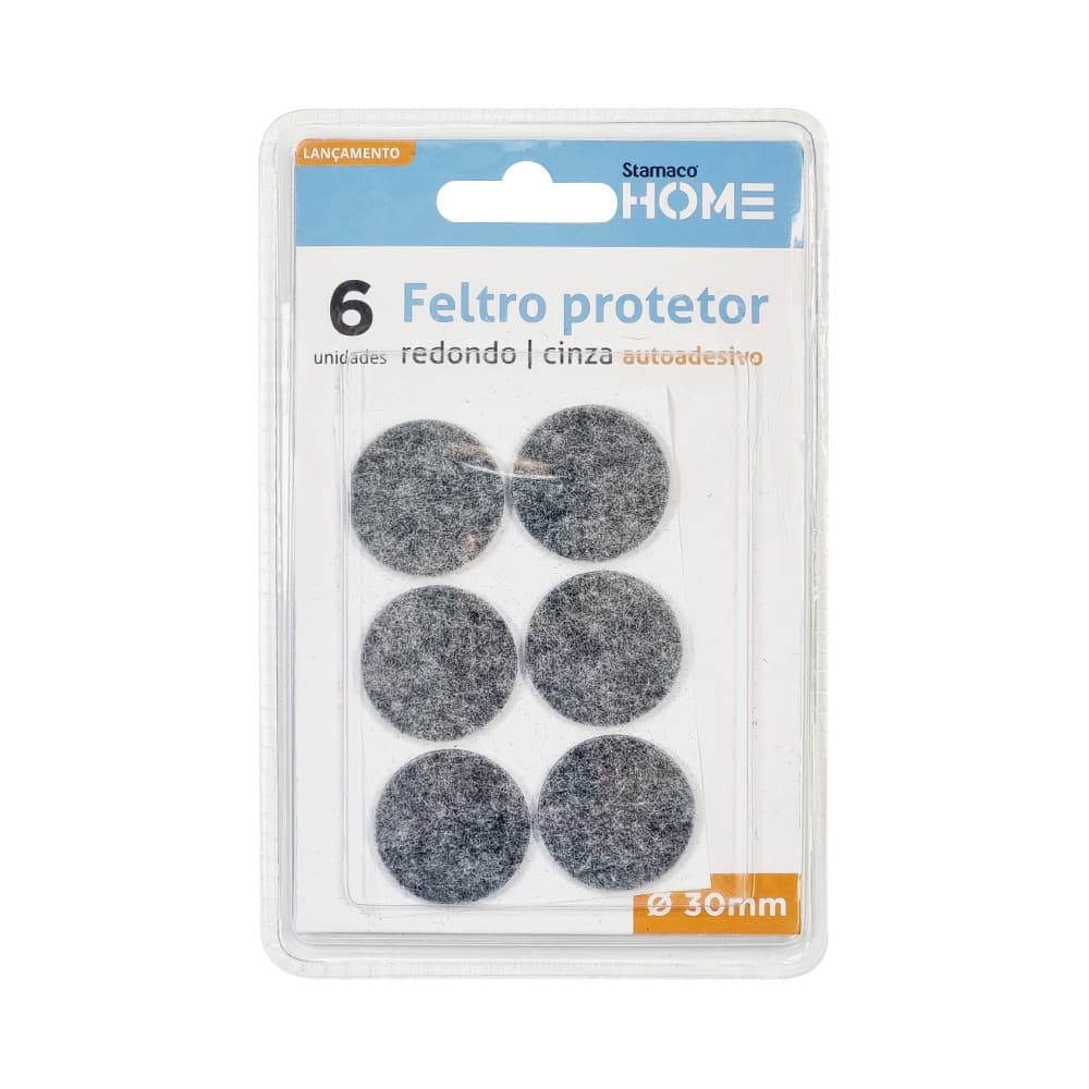 Feltro Protetor STAMACO Anti-risco Redondo Cinza 6 Unidades 30mm