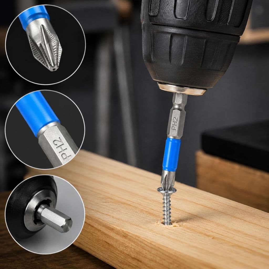 6 Pcs Chaves Bit PH2 Magnética Chave De Fenda Broca Auto Impacto Antiderrapante