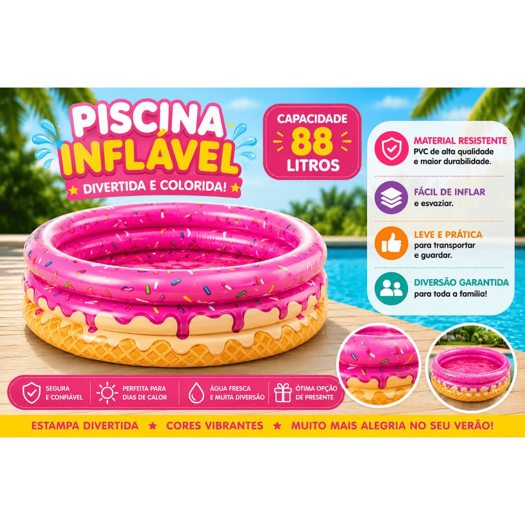 Piscina Inflável Infantil Boia Circular e Boia de Braço Vários Modelos Verão