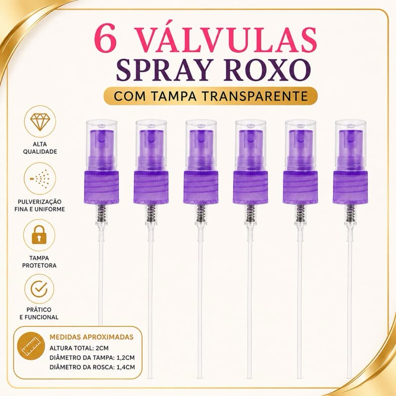 Válvula Spray Riscada 13/410 Roxo com tampa transparente.