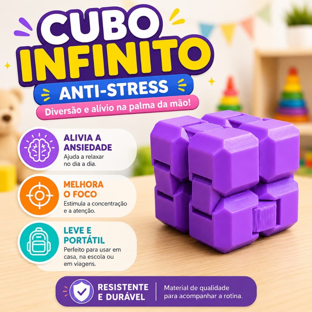 Recurso Terapêutico Cubo do infinito | Autismo TEA TDAH Ansiedade | Foco Concentração | Brinquedo Sensorial