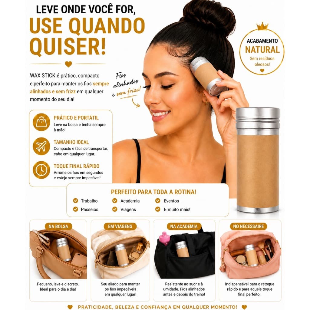 Cera Capilar Modeladora Em Bastão 75g Acabamento Natural Resultado Prolongado Sem Frizz