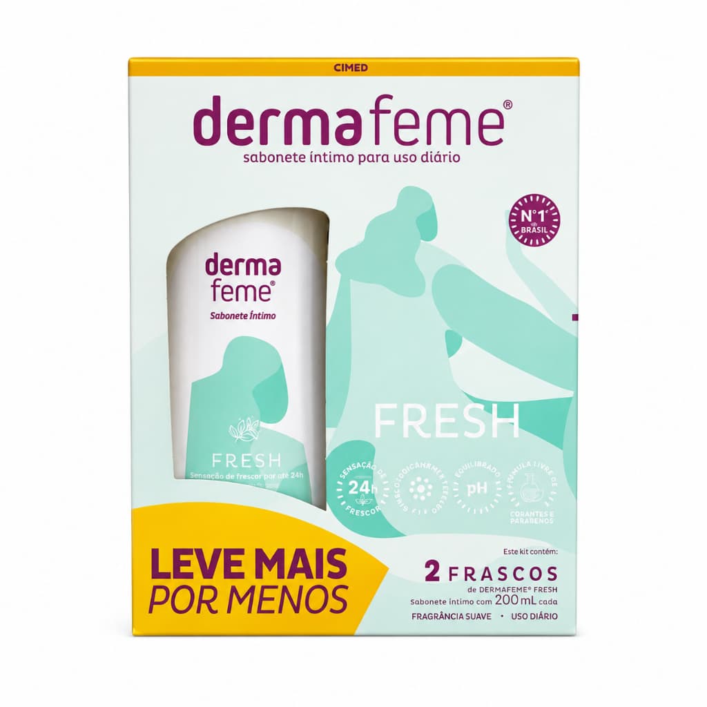 Kit Sabonete Íntimo Dermafeme Fresh Cimed 2 Unidades 200ml Cada – Uso Diário