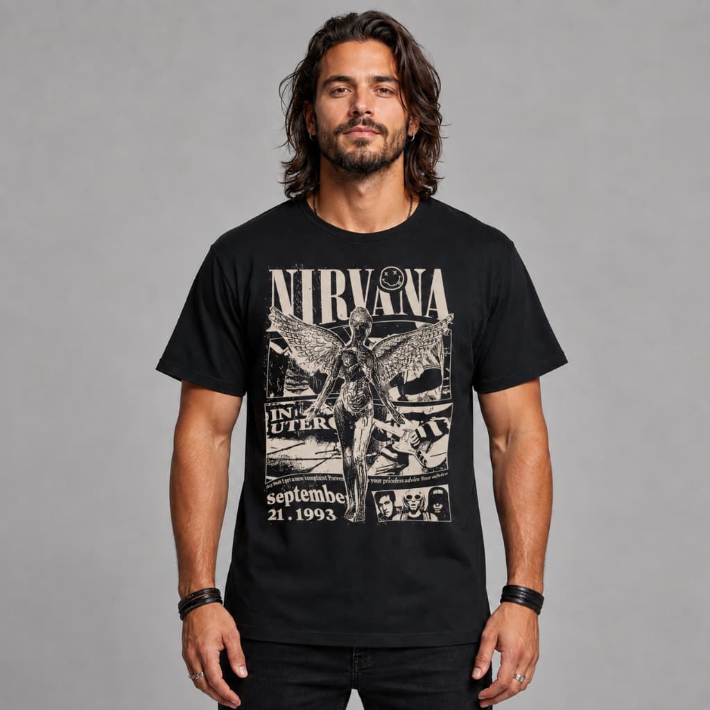 Camiseta Nirvana 1993 Vintage Banda Rock Streetwear Harajuku Aesthetic Camisa Unissex, Camiseta Envio RAPIDO