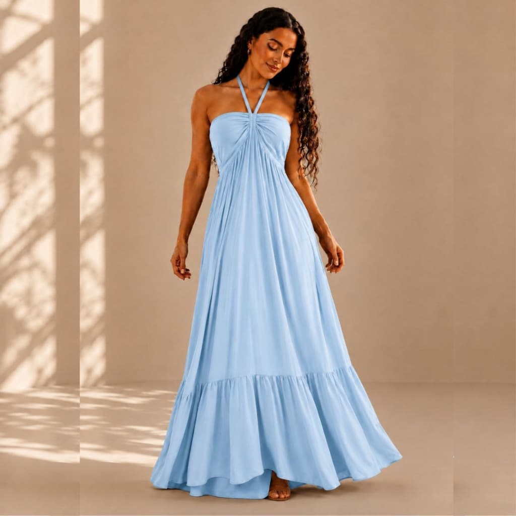 Vestido Longo Feminino Tomara que Caia com Amarração Elastex nas Costas MODA VERÃO 2026