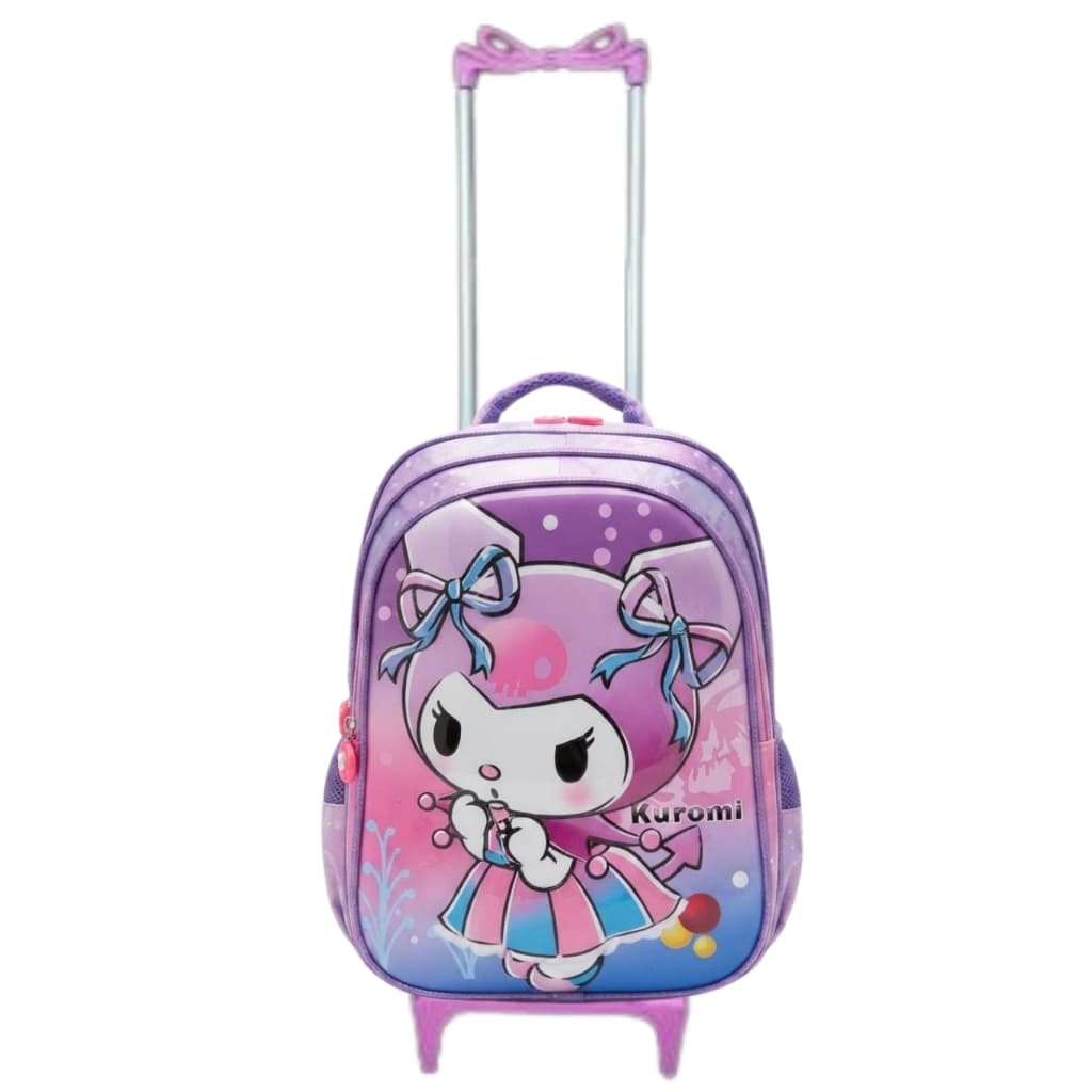 Mochila De Rodinhas Escolar Kuromi Infantil Feminina 3D