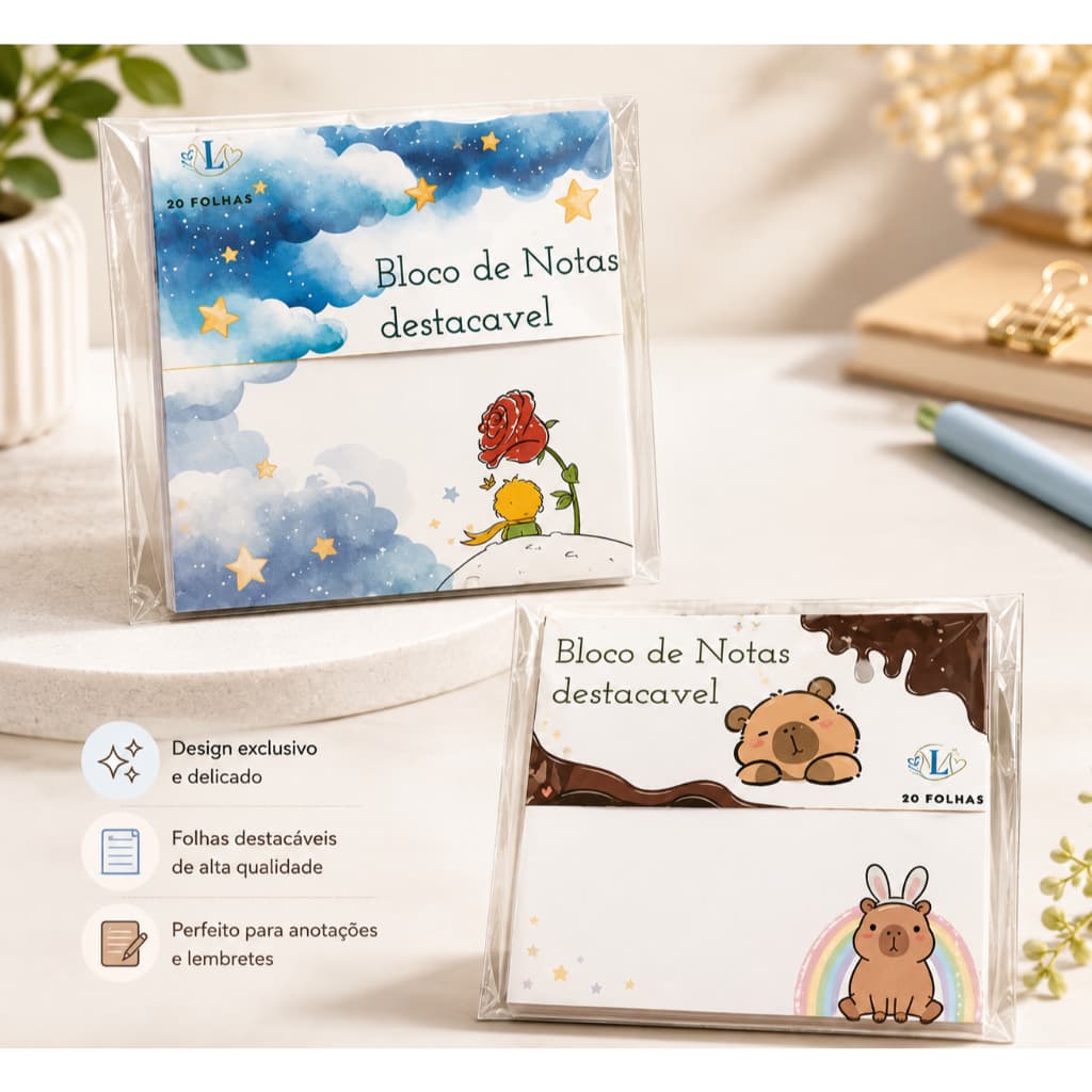 Bloco de notas c/folhas destacáveis (personalizado, envie sua arte no chat)
