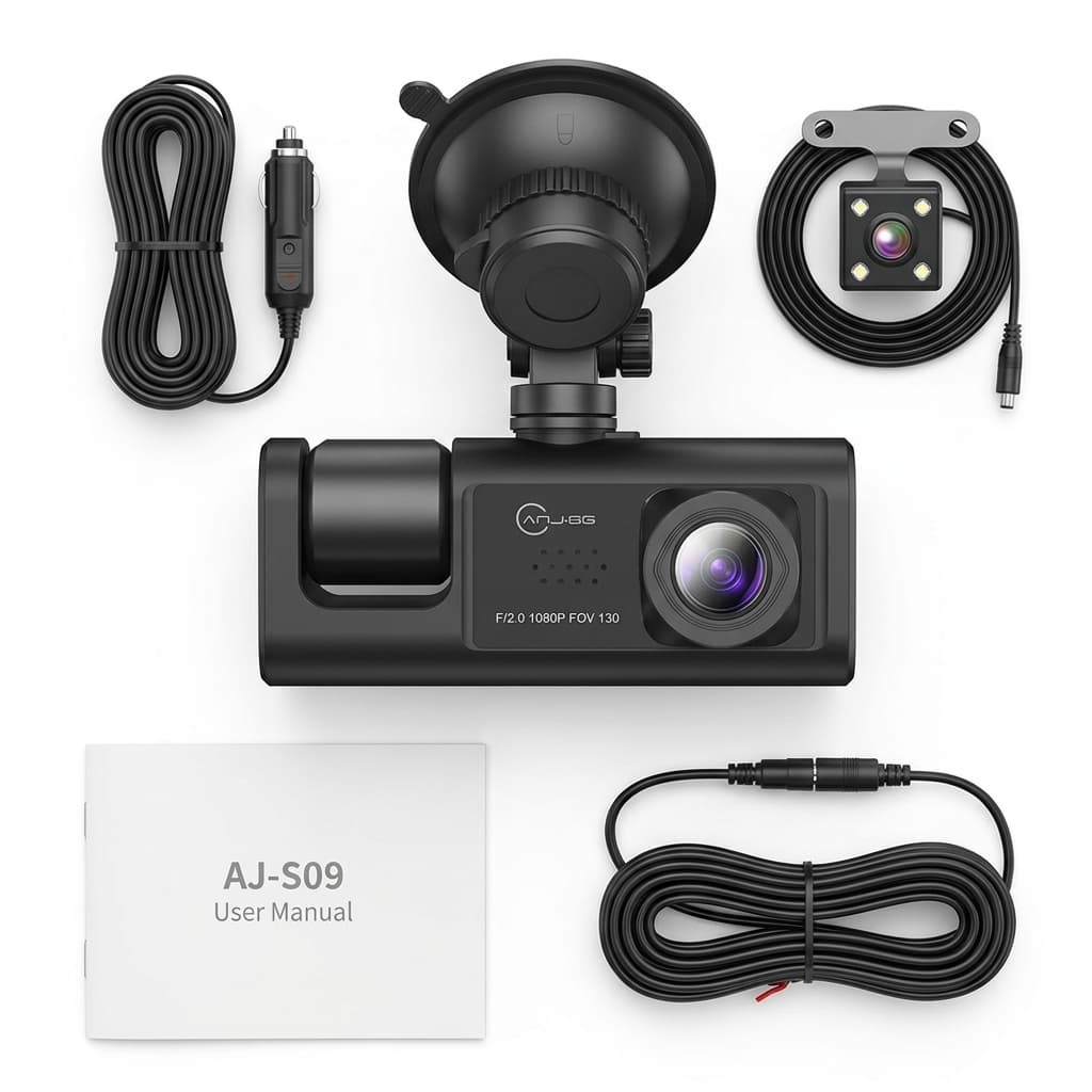 Câmera Veicular Full HD DVR 3 Câmeras 170° Tela LCD Gravação App Segurança