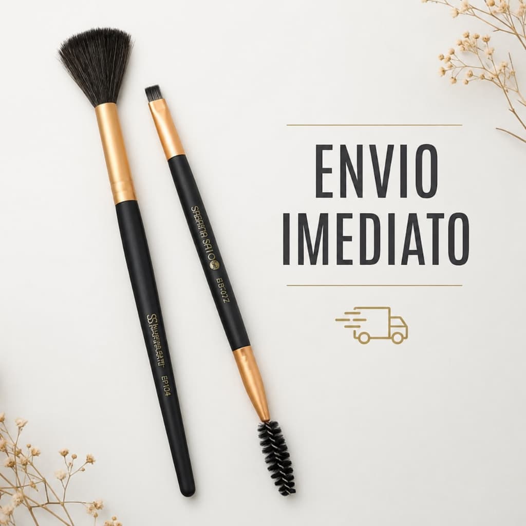 Kit Pincel Iluminador e Sobrancelha Escova Chanfrado Sabrina Sato