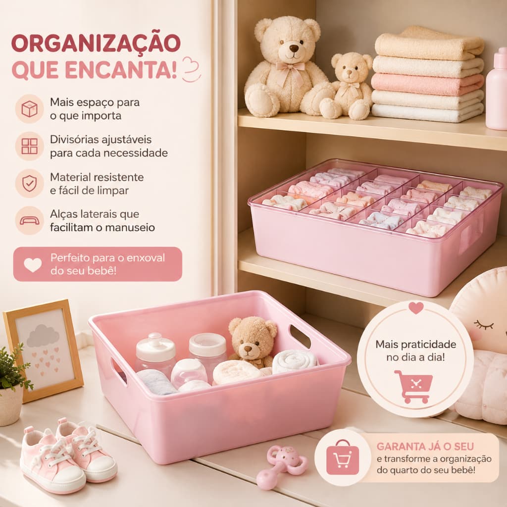 2 Caixas Organizadoras Quarto Bebê/Criança/Organizador relógio/Meia/Roupa íntima/Artesanatos/Ferramentas